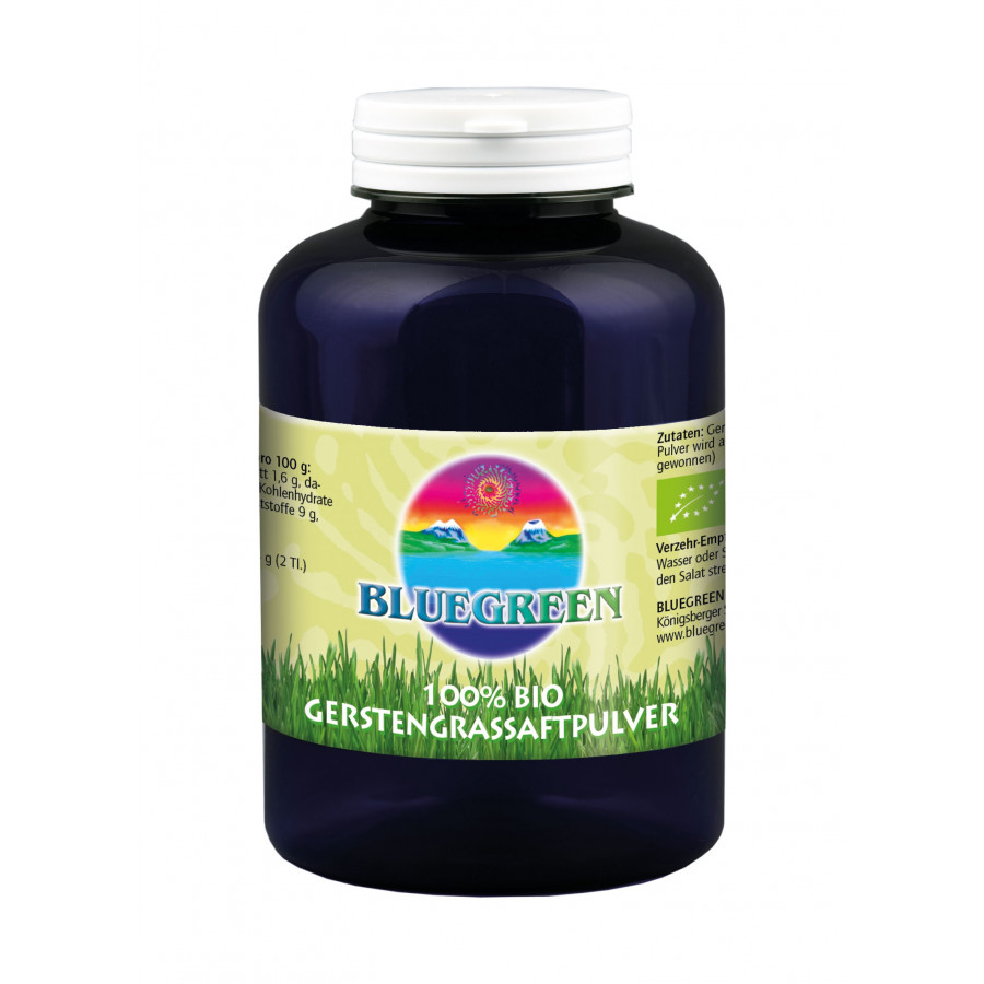 BLUEGREEN BIO GERSTENGRASSAFTPULVER  200 g Inhalt Familienpackung